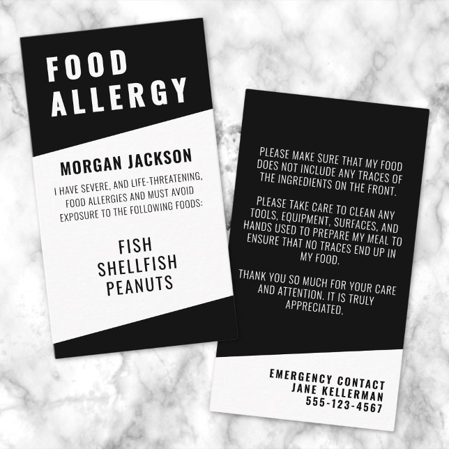 Tarjeta de seguridad para alergias a alimentos (Food Allergy Safety Card)
