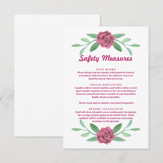 Tarjeta de seguridad para la vegetación floral ros (Anverso / Reverso)
