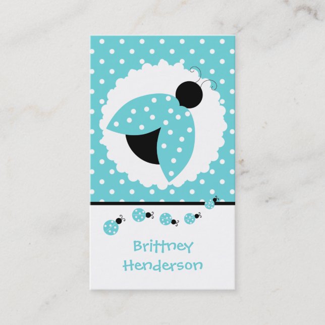 Tarjeta de seguridad para niños Turquoise Ladybugs (Anverso)
