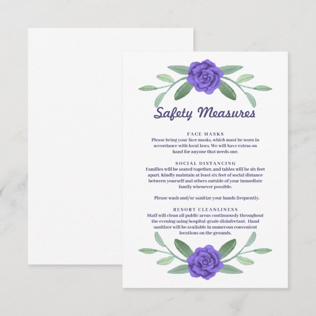 Tarjeta de seguridad Purple Blue Floral (Anverso / Reverso)