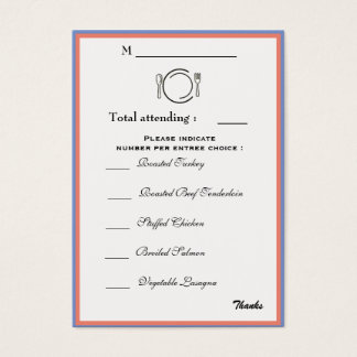 Tarjeta de selección de cena