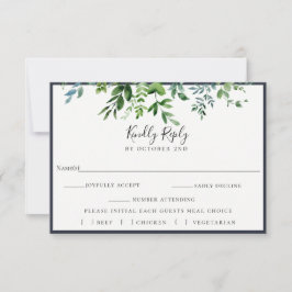 Tarjeta de selección de comida RSVP Foliage Navy W