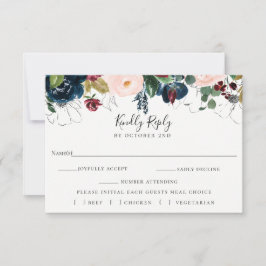 Tarjeta de selección de comida RSVP para bodas de 