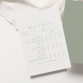 Tarjeta de selección de menú Sage Green Boda