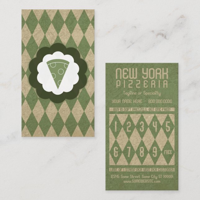 tarjeta de sellado de diamantes de pizzería (Anverso / Reverso)