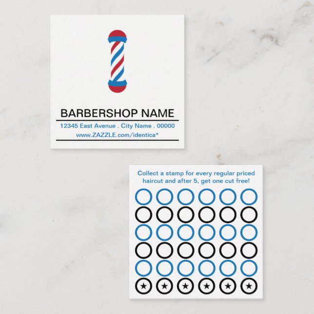 tarjeta de sello de barra de barbería (Anverso / Reverso)