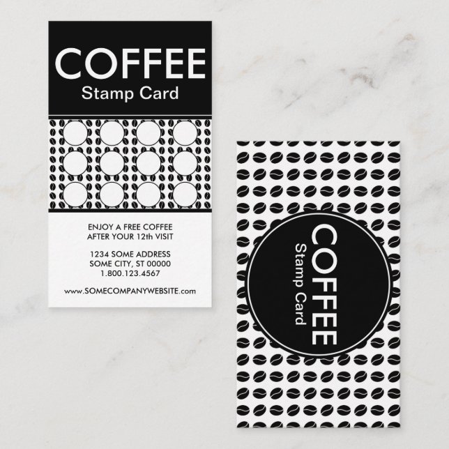 tarjeta de sello de centro de café (Anverso / Reverso)
