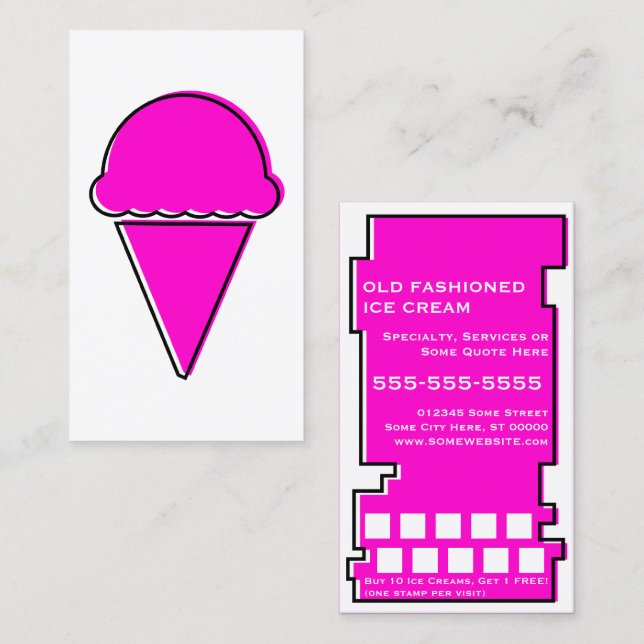 tarjeta de sello de helado rosa oddRex (Anverso / Reverso)