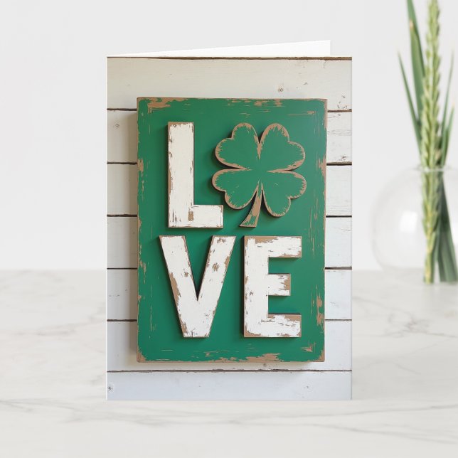 Tarjeta de señal de madera de amor afortunado (Anverso)