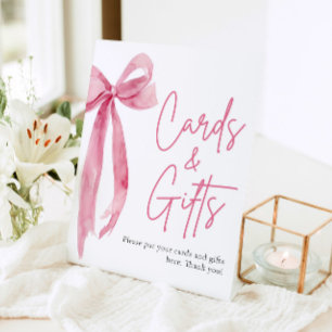 Tarjeta de Señal de Regalos y Lazos Rosados con Ac