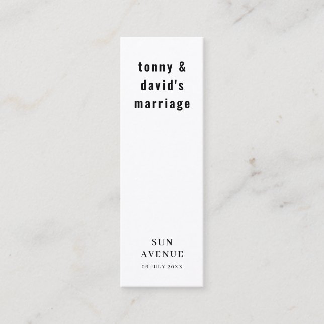 Tarjeta de señalador de favor de boda retro inform (Anverso)