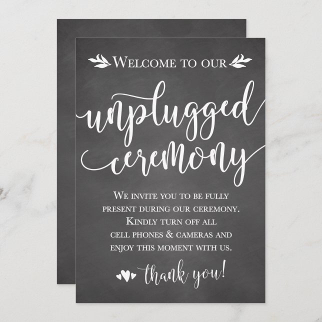 Tarjeta de señaligen de ceremonia de boda desconec (Anverso / Reverso)