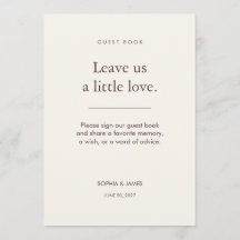 Tarjeta de señaligen de libro de invitados de boda