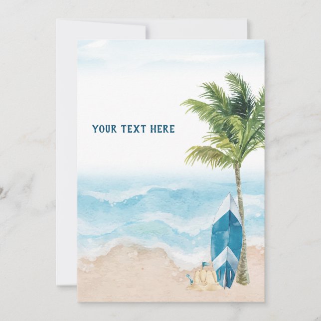 Tarjeta de Señalización Retro Azul de Surf (Anverso)