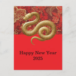 Tarjeta de serpiente china de Año Nuevo 2025 - roj