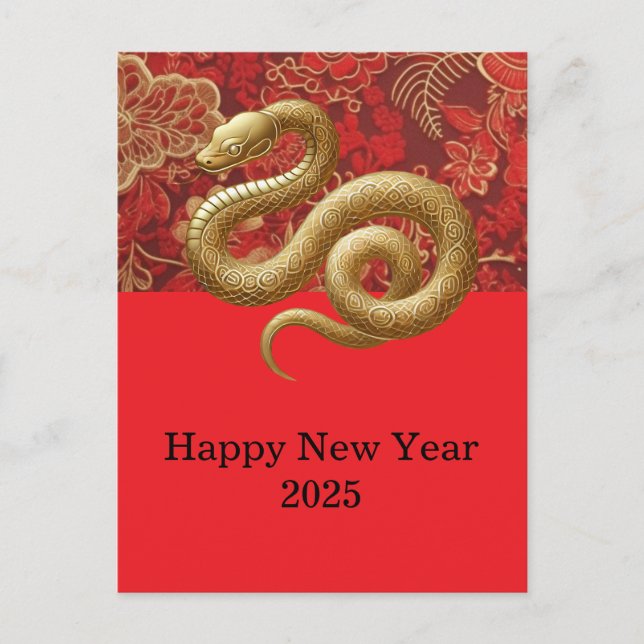 Tarjeta de serpiente china de Año Nuevo 2025 - roj (Anverso)