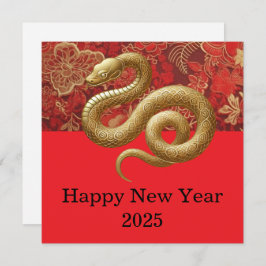 Tarjeta de serpiente china de Año Nuevo 2025 - roj
