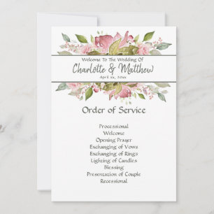 Tarjeta de Servicio de Ceremonia de Rosas en Acuar