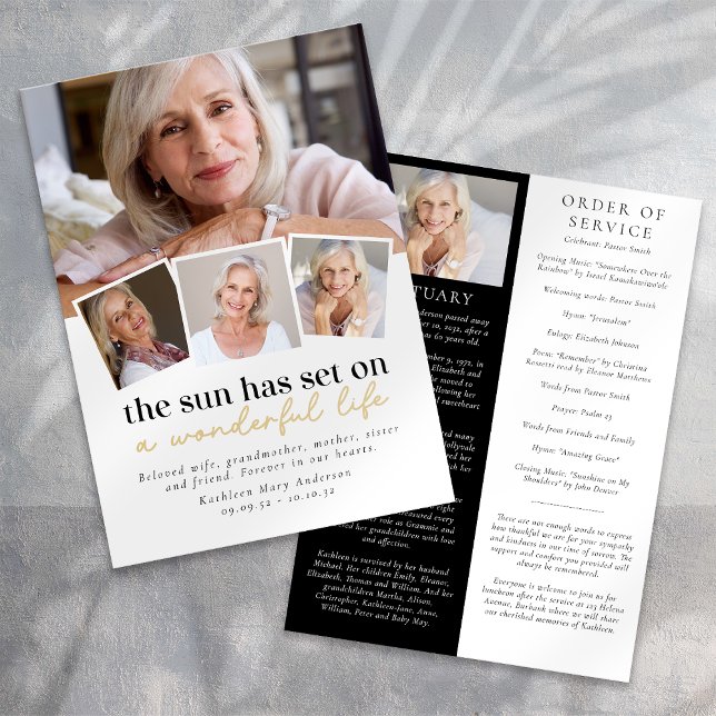 Tarjeta de servicio funeral de Collage de fotos mo (Subido por el creador)
