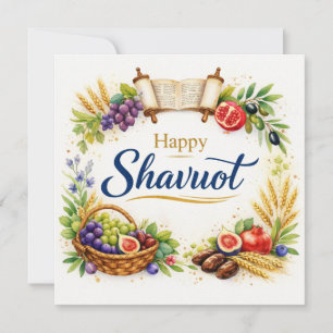 Tarjeta de Shavuot, Acuarela, Fruta, Rollo de la T
