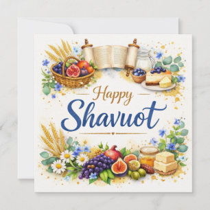 Tarjeta de Shavuot, Acuarela, Siete especies, Arte