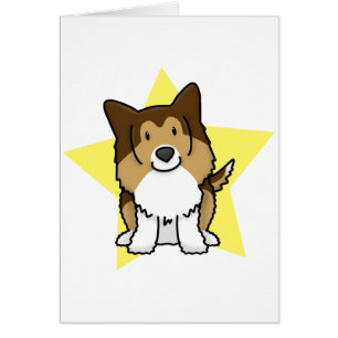 Tarjeta de Sheltie de la estrella de Kawaii