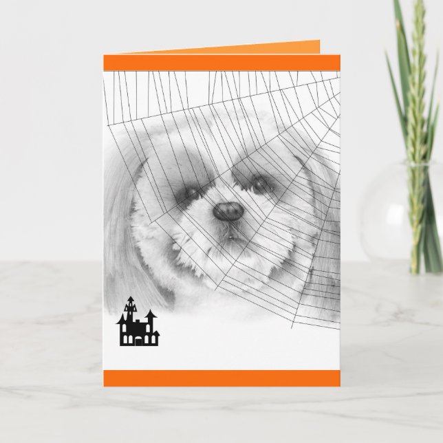 Tarjeta de Shih Tzu Halloween (Anverso)