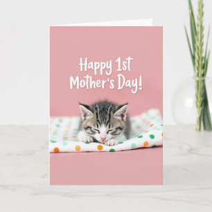 Tarjeta de siesta de gatito de lunares