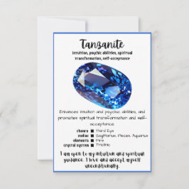 Tarjeta de significación de cristal de tanzanita