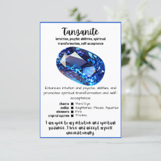 Tarjeta de significación de cristal de tanzanita