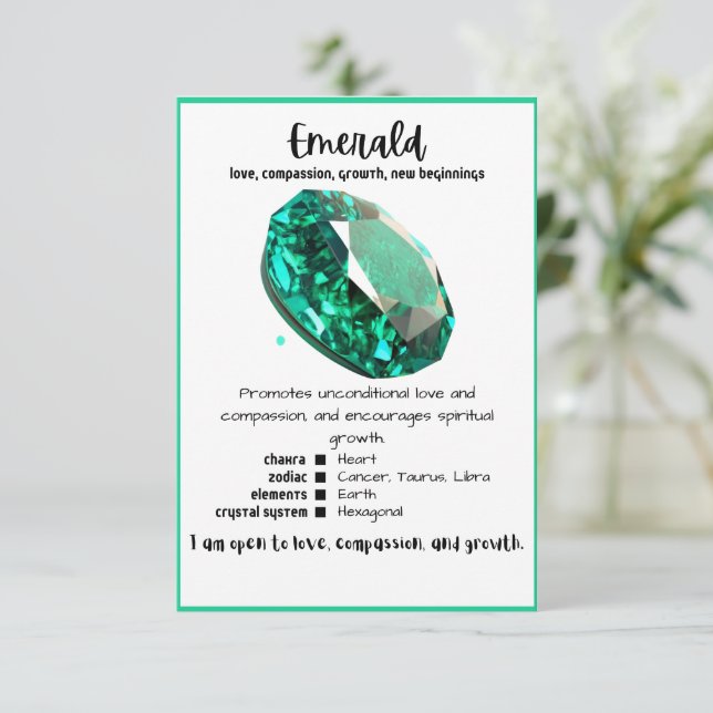 Tarjeta de significación de cristal esmeralda (Anverso de pie)