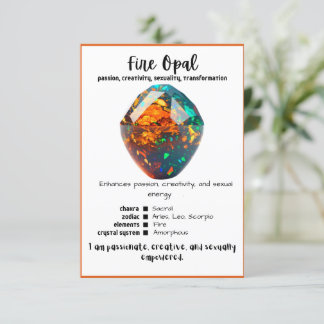 Tarjeta de significación de cristal opal de fuego