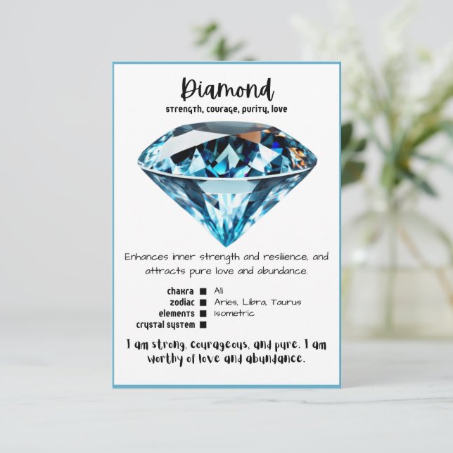 Tarjeta de significado de cristal de diamante (Anverso de pie)