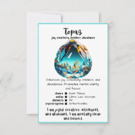 Tarjeta de significado de cristal de Topaz
