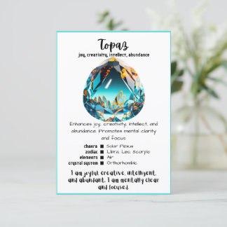 Tarjeta de significado de cristal de Topaz
