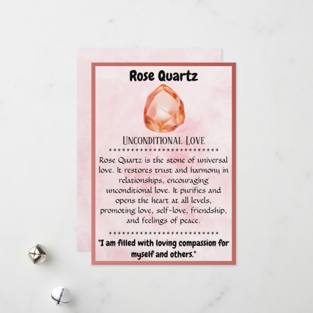 Tarjeta de significado de cristal - Rosa Quartz (Anverso/Reverso In Situ)