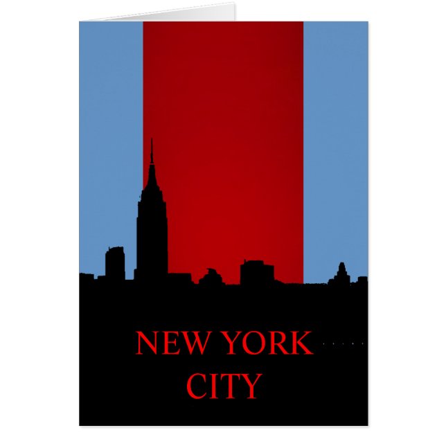 Tarjeta de silueta azul rojo negro de Nueva York (Frente)