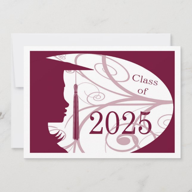 Tarjeta de silueta blanca y borgoña 2025 (Anverso)