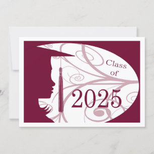 Tarjeta de silueta blanca y borgoña 2025