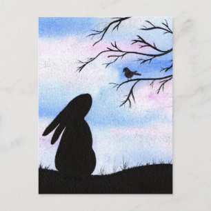 Tarjeta de silueta color de agua para bonito Bunny