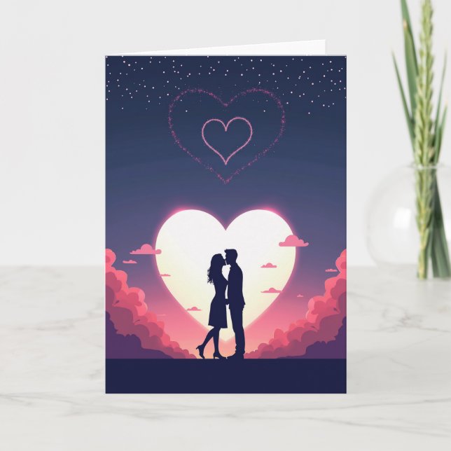 Tarjeta de Silueta de Amor Minimalista (Anverso)