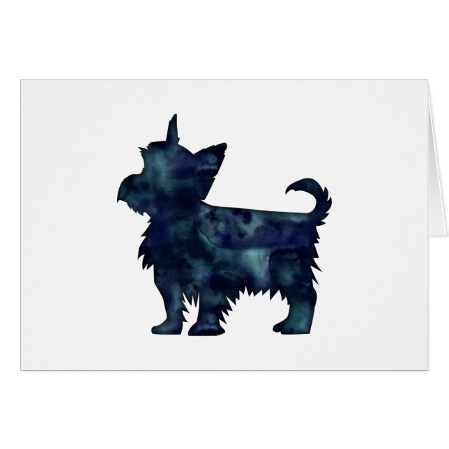 Tarjeta de silueta de color negro Yorkie Terrier (Anverso (Horizontal))