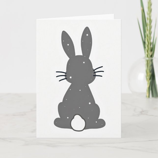 Tarjeta de Silueta de Conejo de Noche Estrellada (Anverso)