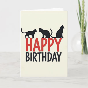 Tarjeta de Silueta de Gato de Cumpleaños Alegre
