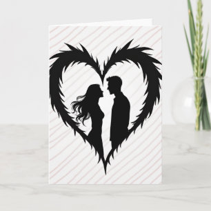 Tarjeta de Silueta de Pareja Amorosa Corazón