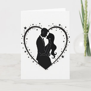 Tarjeta de Silueta de Pareja Romántica Simple