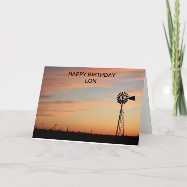 Tarjeta de silueta feliz cumpleaños para el molino (Anverso)