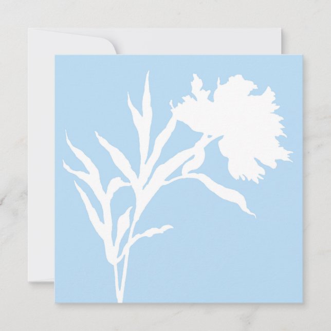 Tarjeta de Silueta Floral Azul y Blanco (Anverso)