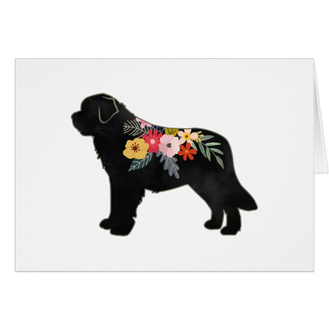 Tarjeta de Silueta Floral Boho de Raza de Perro de (Anverso (Horizontal))