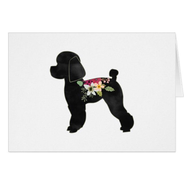 Tarjeta de Silueta Floral Boho Toy Poodle (Anverso (Horizontal))